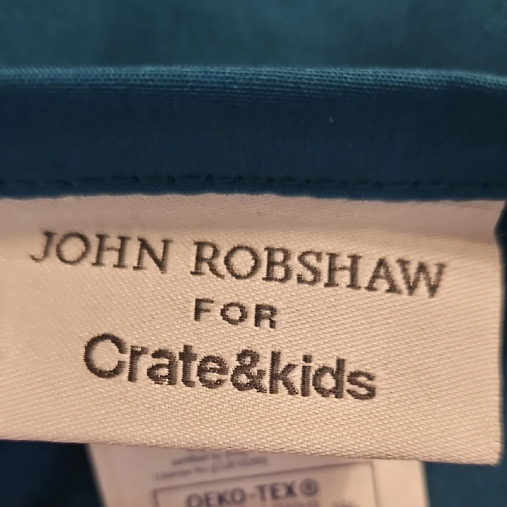 Crate&Barrel NWT John Robshaw Teal Ikat Organic Cotton Standard Pillow Shams Set